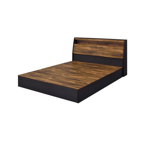 Eos - Queen Bed - Walnut & Black Finish