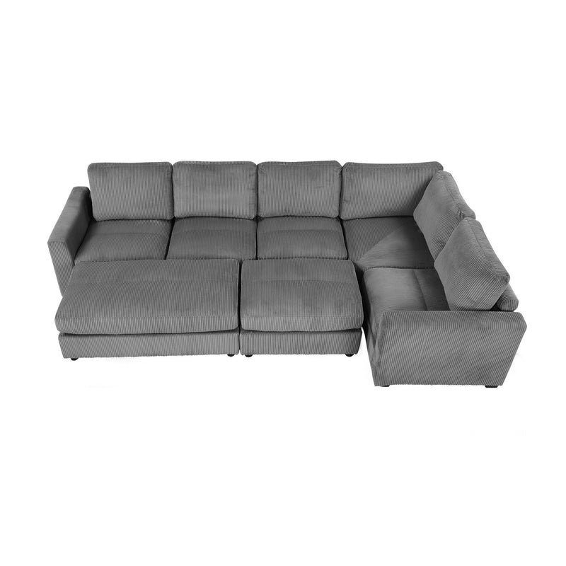 Sectional Couch Sofa Bed Modular Sofa With Two Movable Ottomans For Living Room