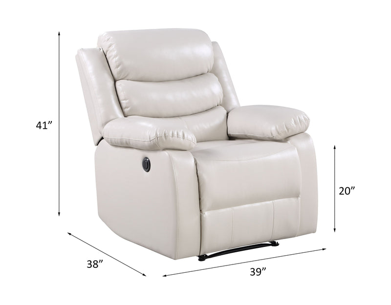 Eilbra - Synthetic Leather Power Motion Recliner - Beige