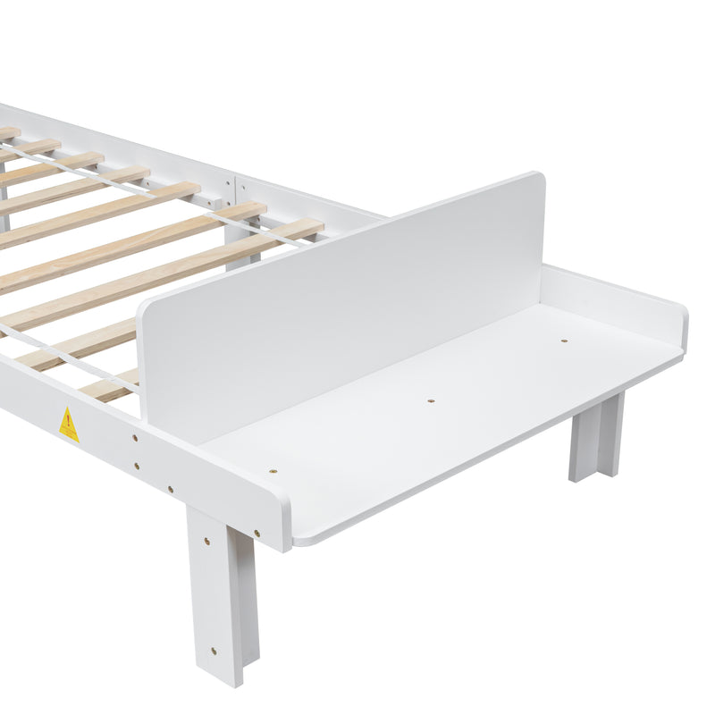 Twin Bed with Footboard Bench ,White