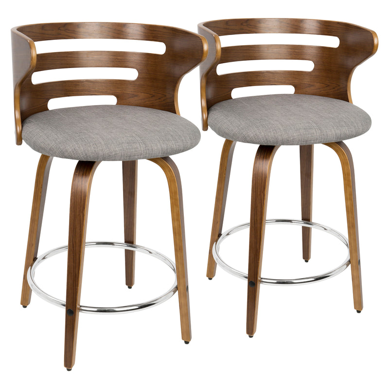 Cosini - Mid Century Modern Fixed Height Counter Stool With Footrest With Swivel (Set of 2)