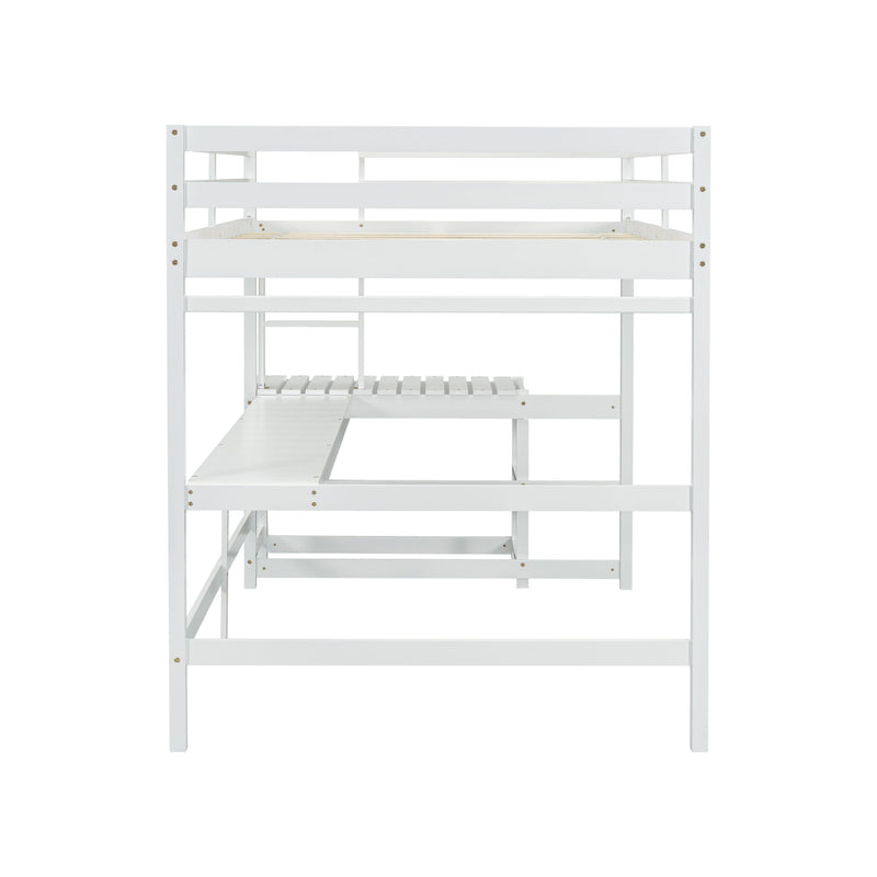 Loft Bed With Built-In Desk, Ladder Platform, Ladders, Guardrails