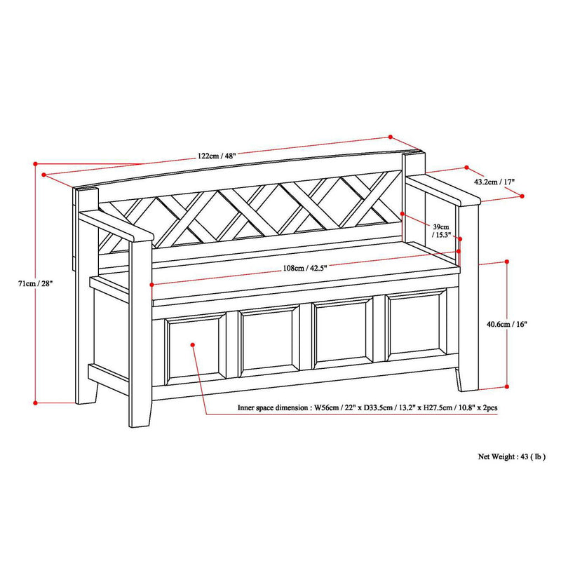 Amherst - Entryway Storage Bench - Hickory Brown