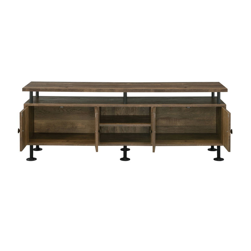 Ensata II - TV Stand - Rustic Oak / Black