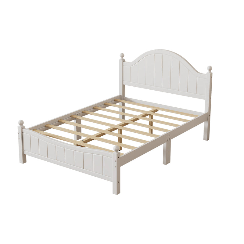 Traditional Concise Style White Solid Wood Platform Bed, No Need Box Spring, Full(Old SKU:WF295732AAA)