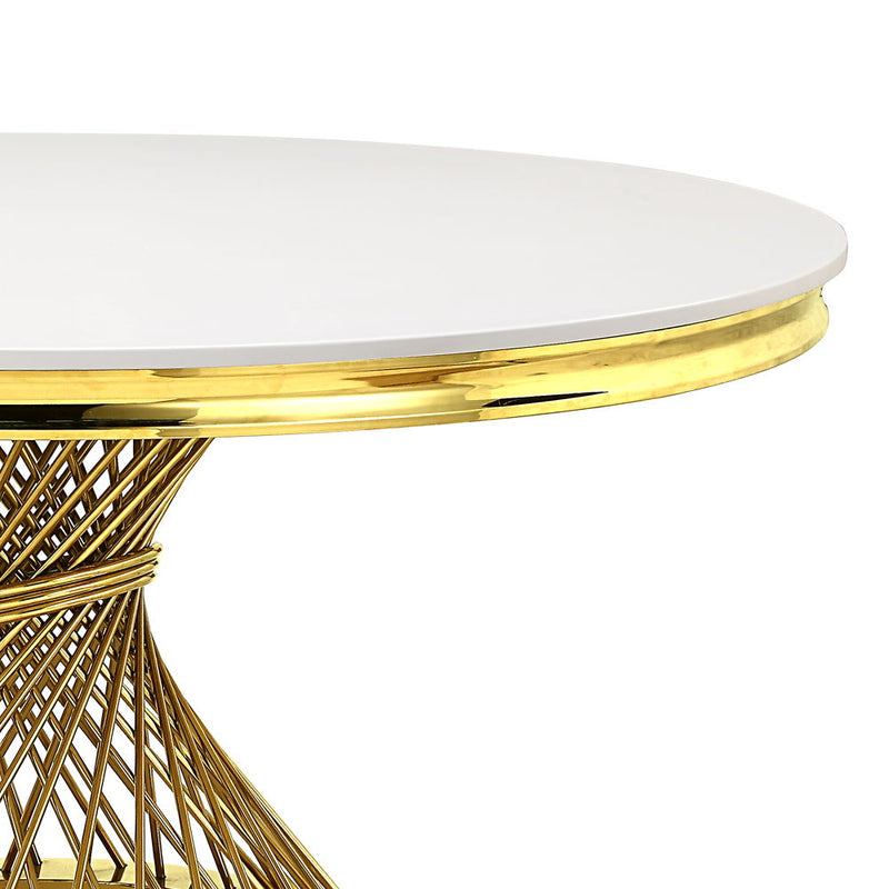 Fallon - Dining Table - Faux Marble Top & Mirrored Gold Finish