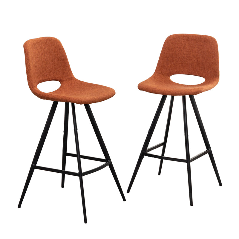 Porth - 28.25" Fabric Kitchen Counter Height Stools (Set of 2) - Orange