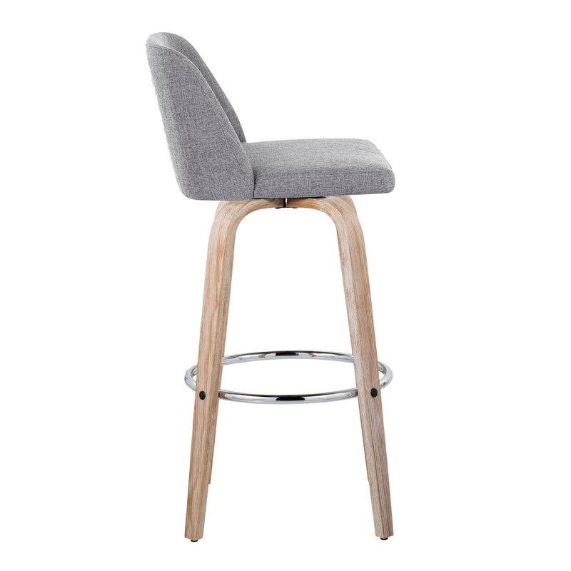 Toriano - Contemporary Fixed Height Barstool With Swivel & Round Footrest (Set of 2)