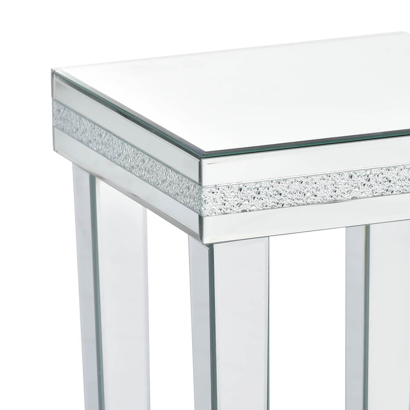 Fashionable Modern Glass MirroredTable With Crystal Design And Adjustable Height Legs