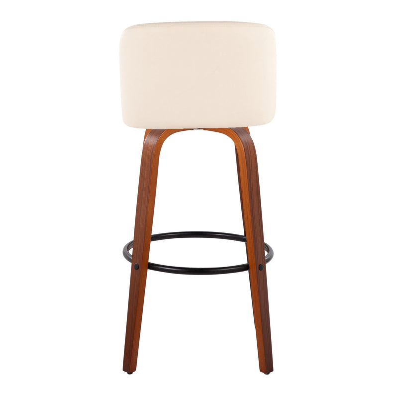 Toriano - Mid Century Modern Fixed Height Barstool Swivel And Round Footrest (Set of 2)