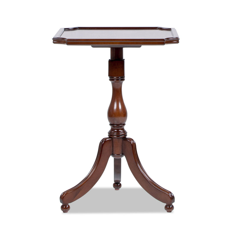 Mabel - Elegant Turned Pedestal Side Table - Rich Walnut Birch