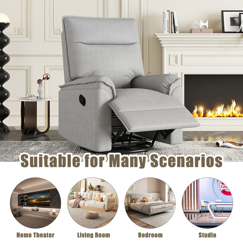 360° Swivel Upholstered Manual Recliner Chair Theater Recliner Sofa Nursery Glider Rocker For Living Room