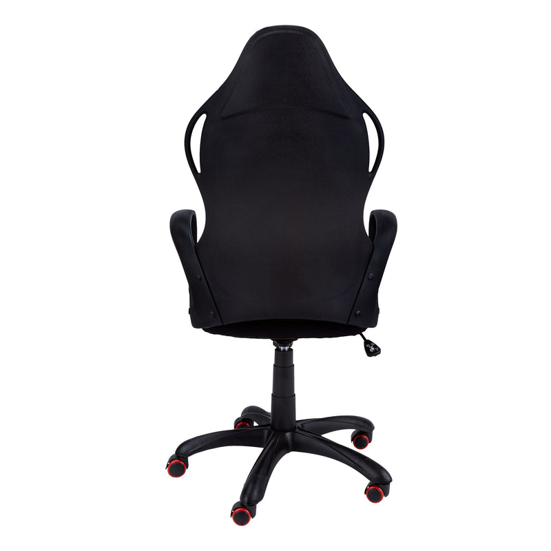 Office Chair, Gaming, Adjustable Height, Swivel, Ergonomic, Armrests, And Red, Contemporary & Modern - Black