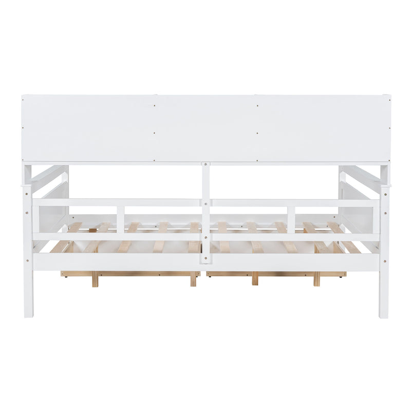 Daybed, Wood Slat Support, With Bedside Shelf And Two Drawers