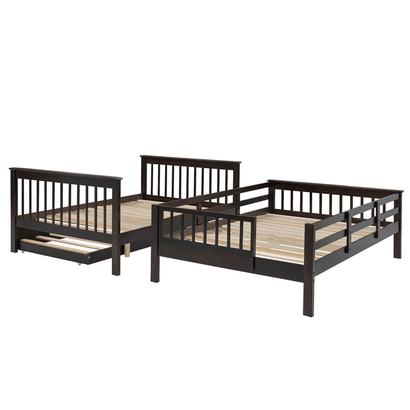 Stairway Bunk Bed With Twin Size Trundle, Storage And Guard Rail For Bedroom, Dorm