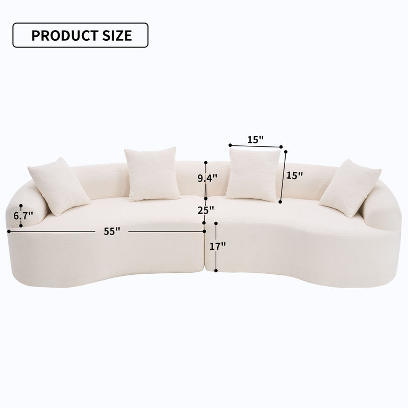 4 Seater Sofa With Chenille Fabric, 30D, 60 Hardness Full Sponge, 4 Pillow For Living Room, Home Furniture Sleeper Sectional Sofa For Apartment