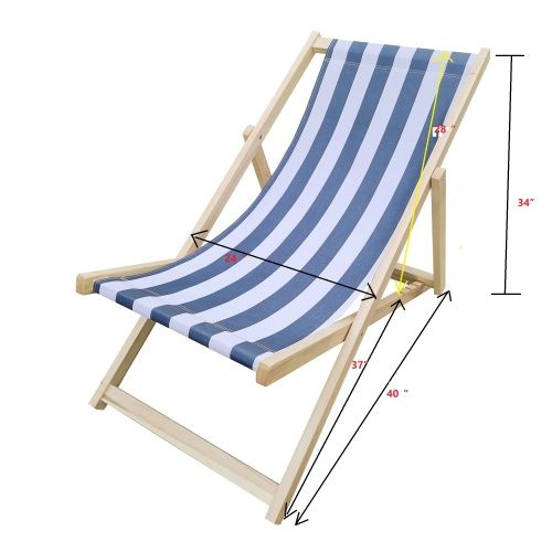 Sling Folding Chaise Lounge Chair - Stripe Blue