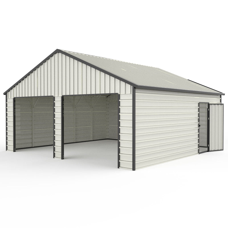 Double Garage Metal Shed With Side Entry Door