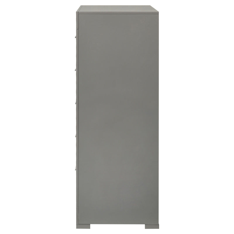 Ives - 5-Drawer Bedroom Chest Of Drawers - Gray High Gloss