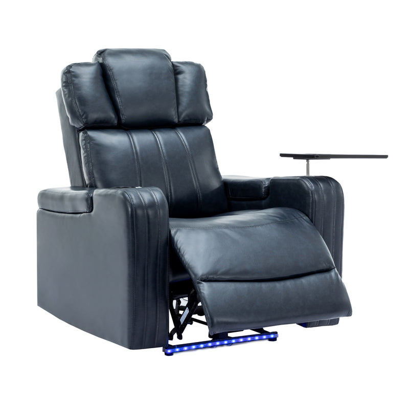 Power Recliner Individual Seat Home Theater Recliner With Cooling Cup Holder - Bluetooth Speaker, Led Lights, USB Ports, Tray Table, Arm Storage For Living Room