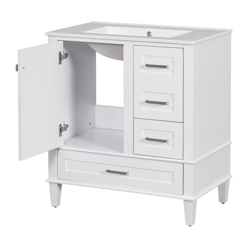 Bathroom Vanity, Modern Bathroom Cabinet With Sink Combo Set, Bathroom Storage Cabinet With A Soft Closing Door And 3 Drawers, Solid Wood Frame