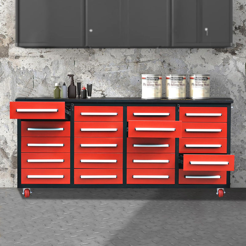 Garage Storage Cabinets With Workbench (20 Drawers)