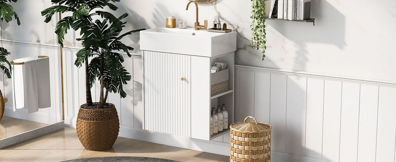 Modern Floating Bathroom Vanity With Ceramic Basin Perfect For Small Bathrooms