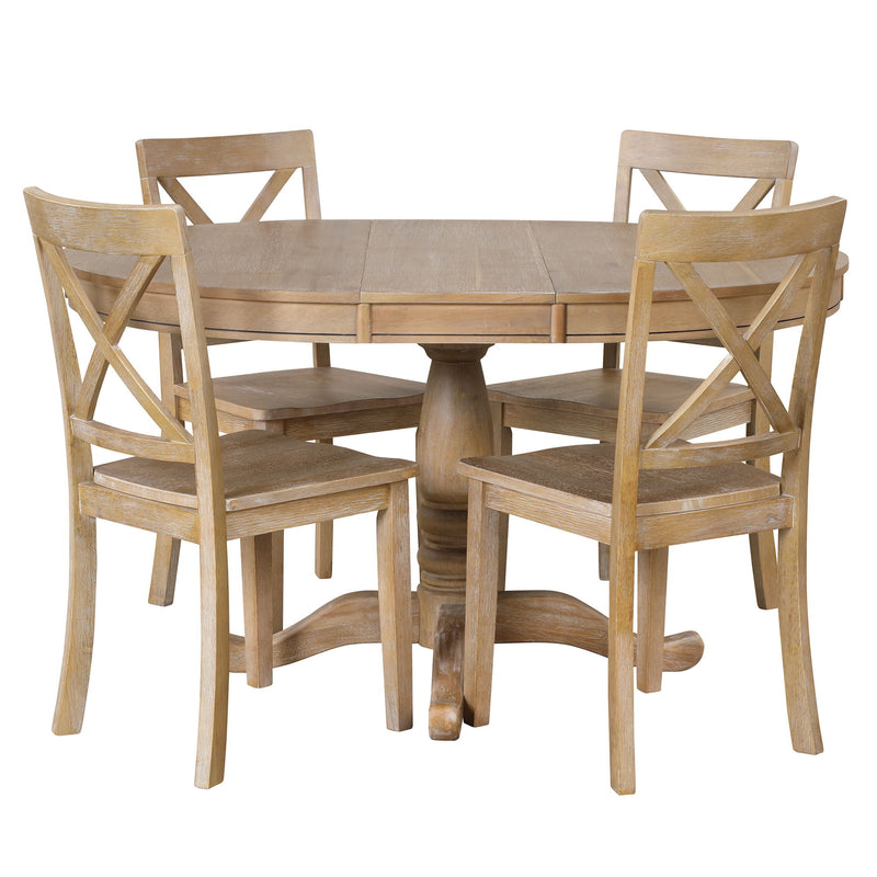 Modern Dining Table Set For 4, Round Table And 4 Kitchen Room Chairs, 5 Piece Kitchen Table Set For Dining Room, Dinette, Breakfast Nook