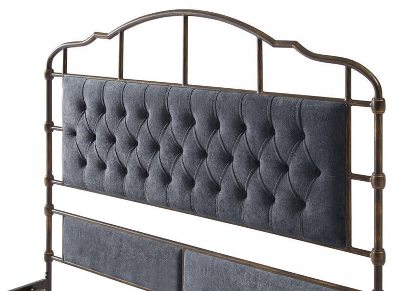 Queen size High Boad Metal bed with soft head and tail, no spring, easy to assemble, no noise