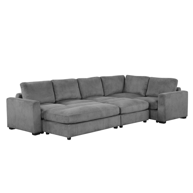 Sectional Couch Sofa Bed Modular Sofa With Two Movable Ottomans For Living Room