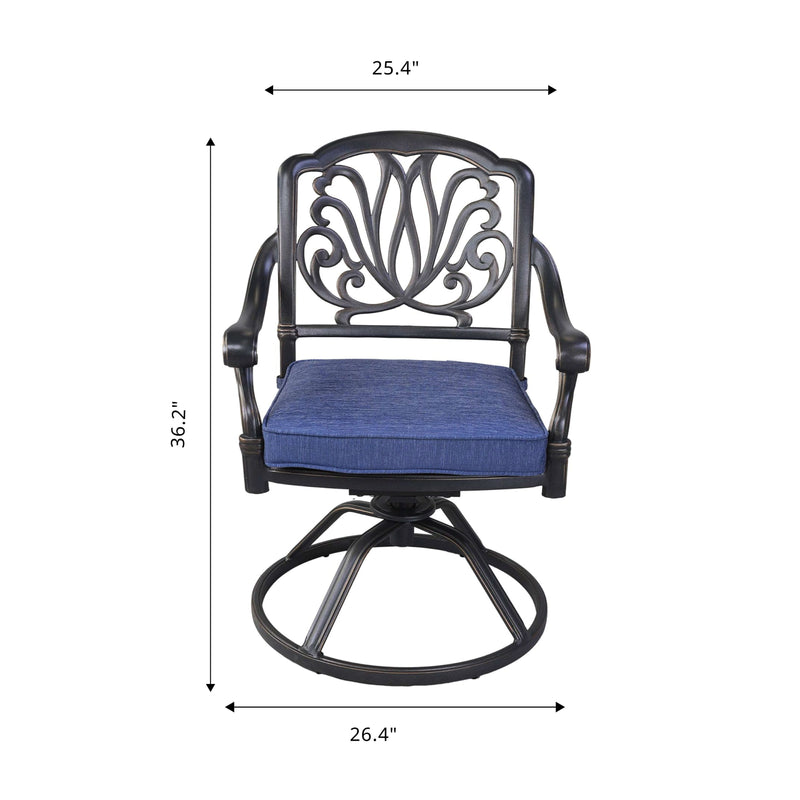 Patio Outdoor Aluminum Dining Swivel Rocker Chairs With Cushion (Set of 2)