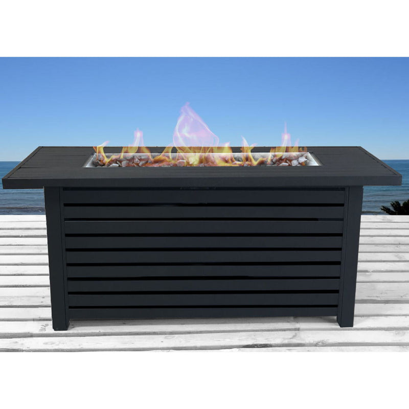 Propane / Gas Outdoor Fire Pit Table With Lid Durable Construction - Black