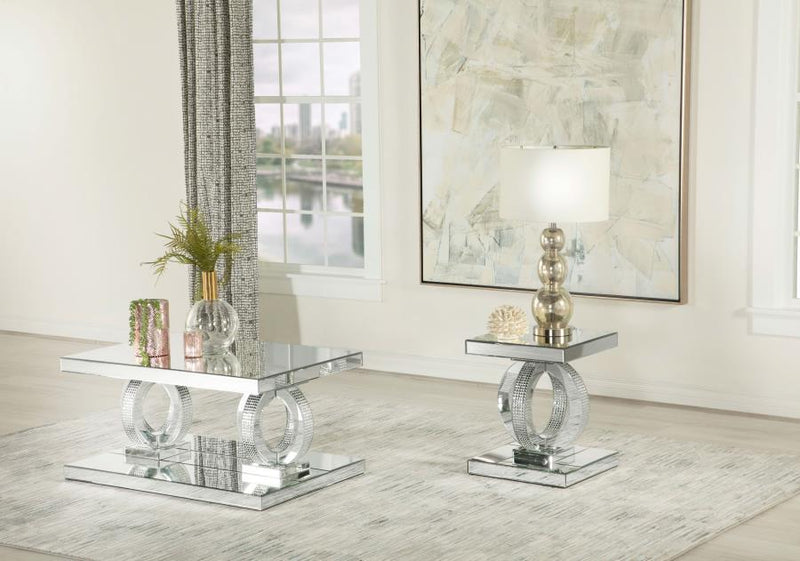 Breena - Rectangular Mirrored Acrylic Coffee Table - Silver