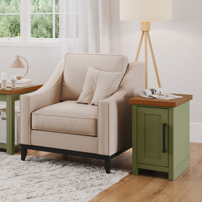 Vineyard - Chairside Table - Sage Green, Fruitwood