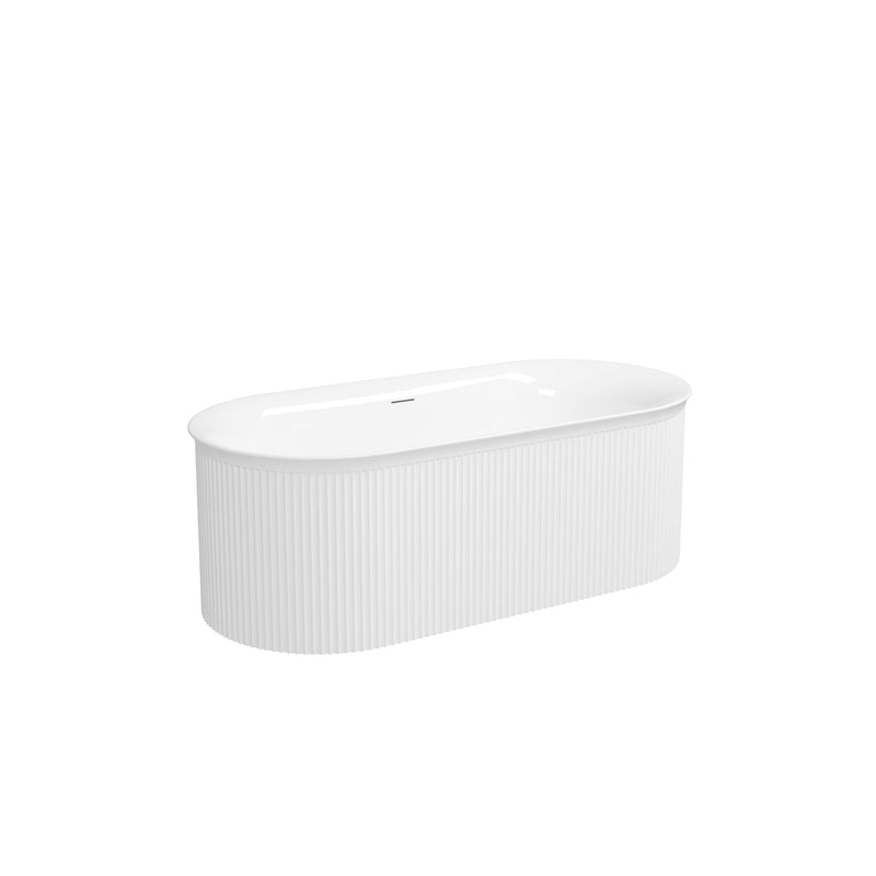 Acrylic Freestanding Bathtub-Acrylic Soaking Tubs, Fluted Style Freestanding Bathtub With Integrated Slotted Overflow And Brushed Nickel Toe-Tap Drain, 02149-Bn - Glossy White