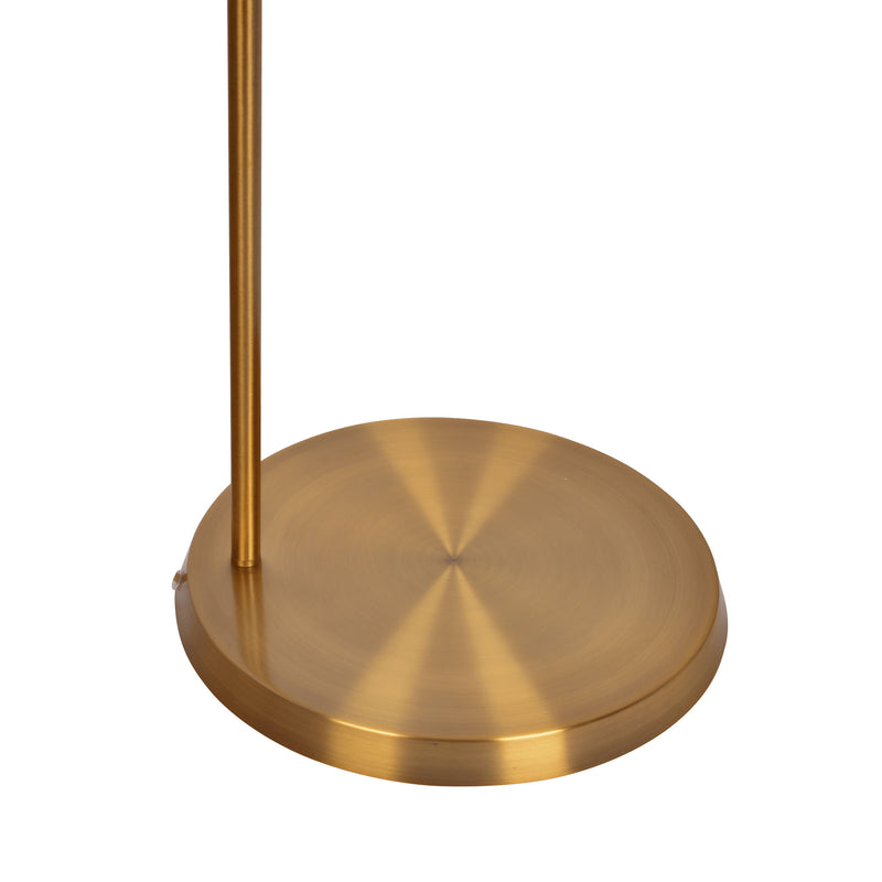 Zenith - Offset Base Floor Lamp With Drumshaped Linen Shade - Gold / White