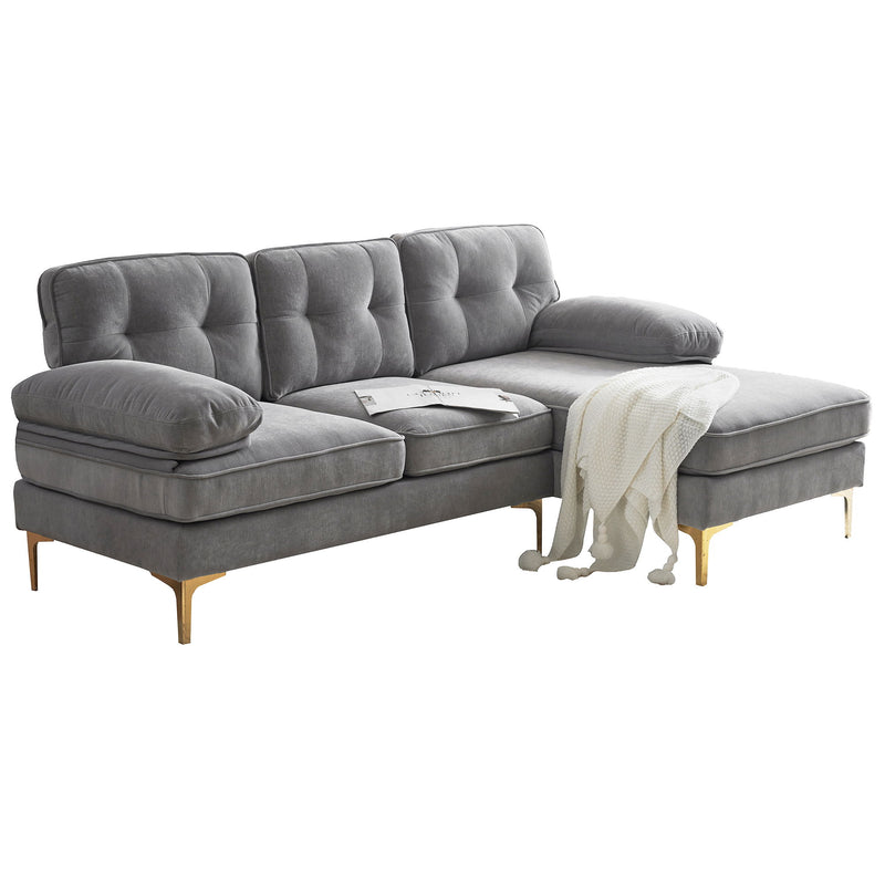 Modern Sectional Sofas Couches Velvet L Shaped Couches For Living Room, Bedroom