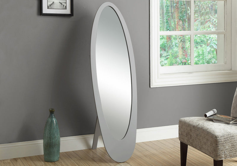 Standing Floor Mirror Full Length Oval Dressing For Bedroom - Gray