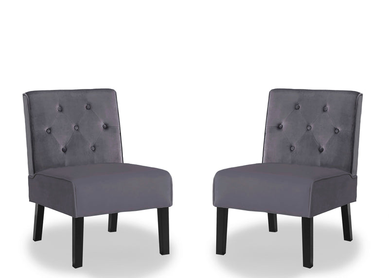 Reese - Living Room Armless Button Tufted Pattern Accent Chair (Set of 2)