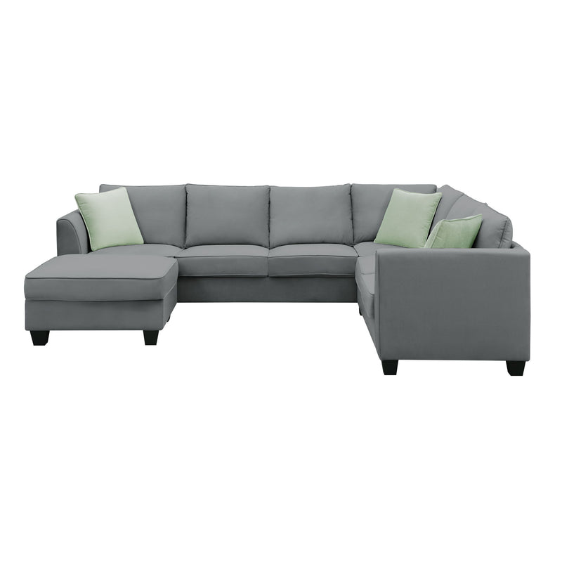 Sectional Sofa Couches Living Room Sets, 7 Seats Modular Sectional Sofa With Ottoman, L Shape Fabric Sofa Corner Couch Set With 3 Pillows