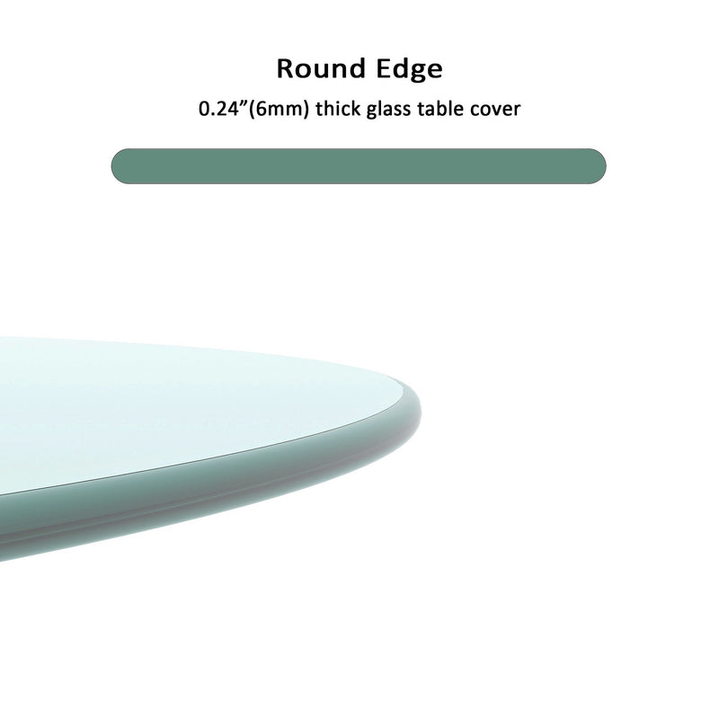 36" Round Tempered Glass Table Top Clear Glass 1 / 4’’" Thick Round Polished Edge - Transparent