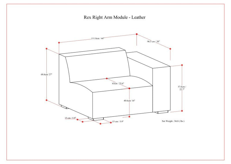 Rex - Right Arm Sofa Module - Sienna