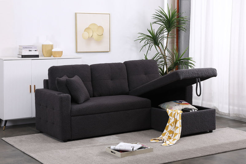 Lambswool - Pull Out Sleeper Sectional Sofa With Storage Chaise