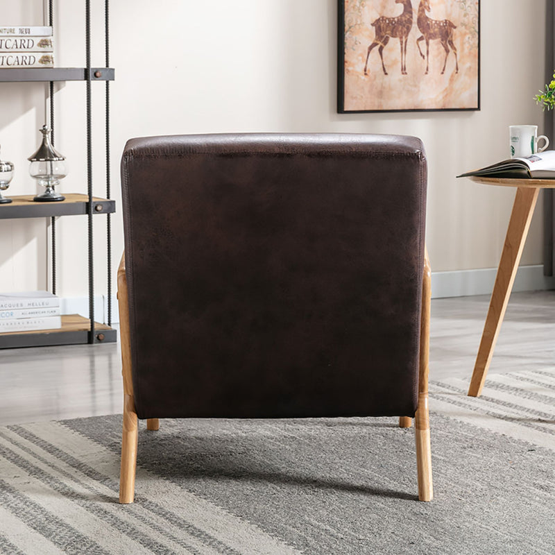 Classic Mid-Century Modern Accent Chairs, Open Framed Armchair With Cushioning Brown - Dark Brown