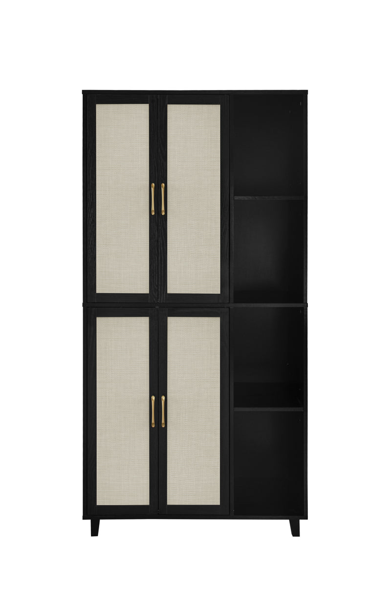 4 Door Cabinet with 4 Shelves with 4 Adjustable Inner Shelves, Storage Cabinet