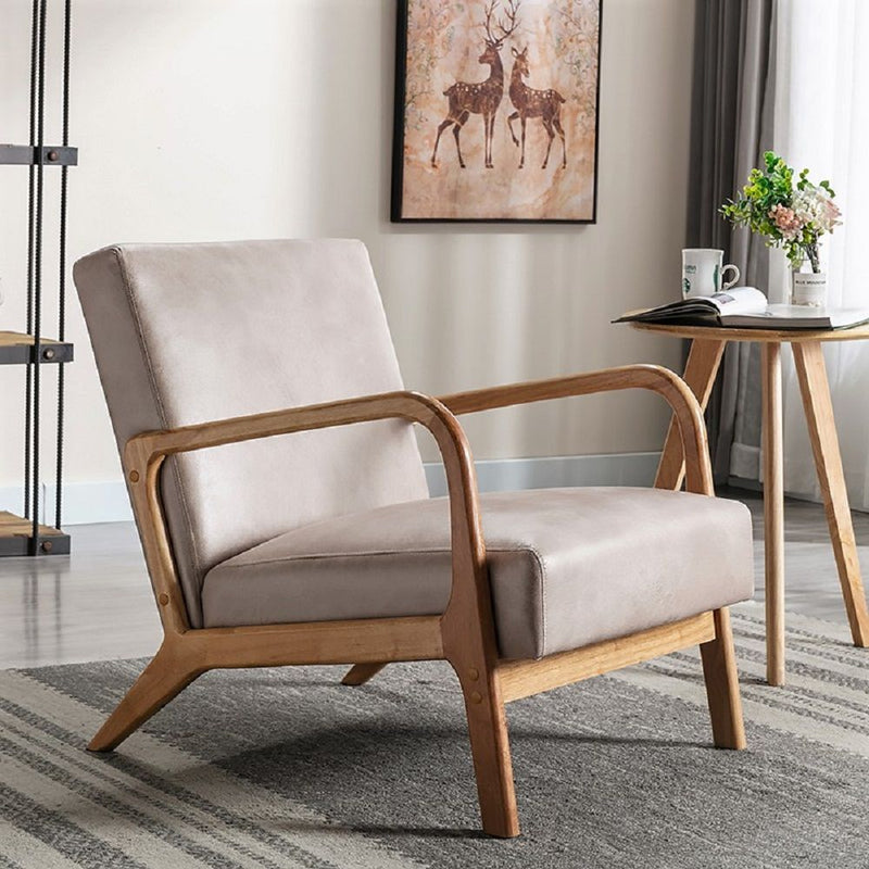 Classic Mid-Century Modern Accent Chairs, Open Framed Armchair With Cushioning