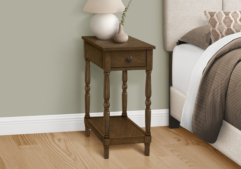 Accent End Table, 2 Tier, Storage Drawer, Traditional Stylish Design