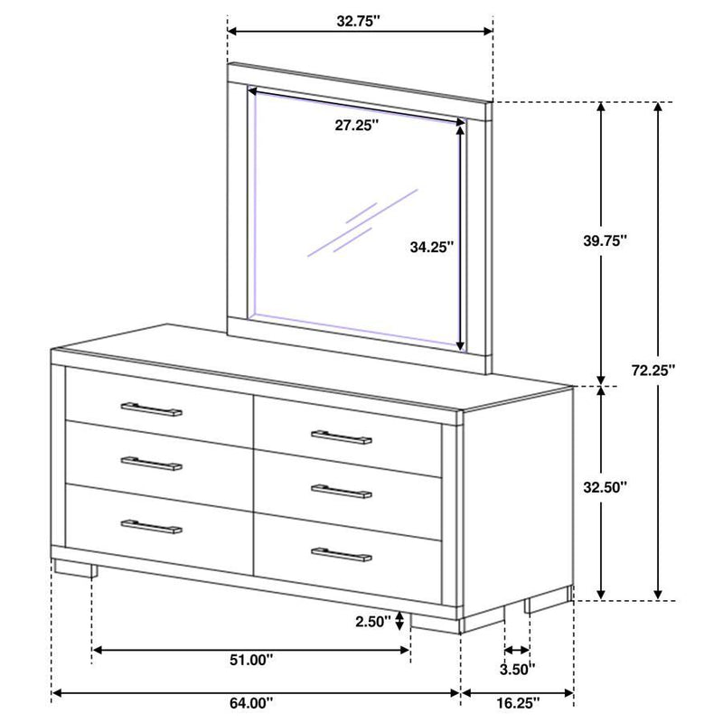 Jessica - 6-Drawer Dresser With Mirror