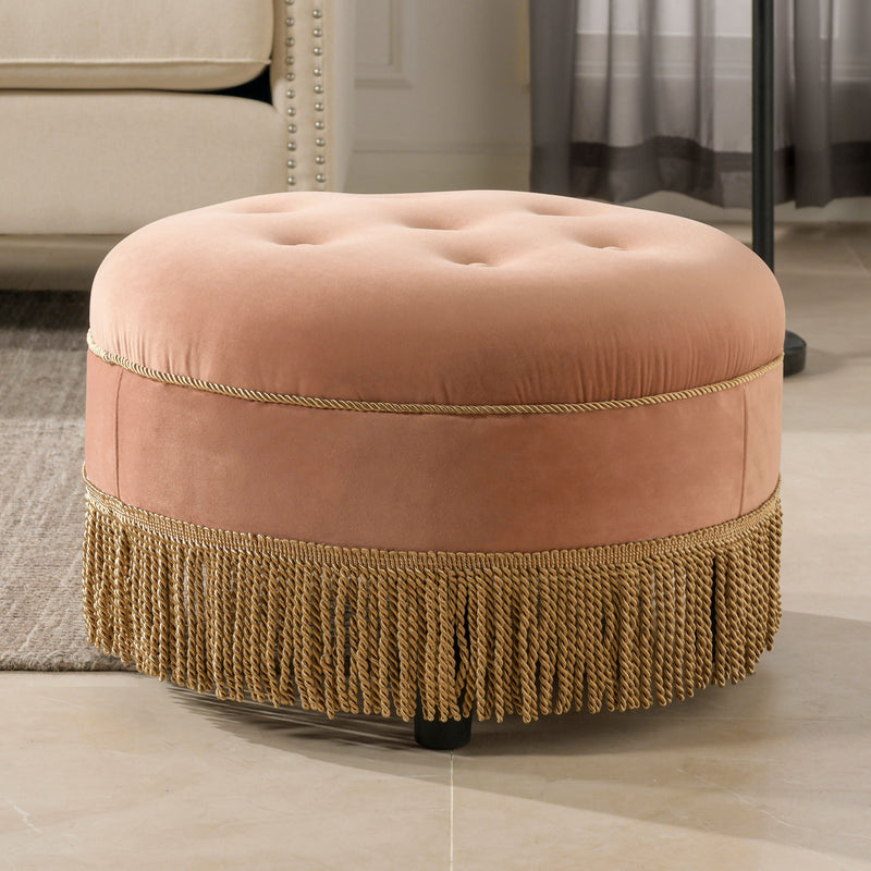 Yolanda - Round Upholstered Accent Ottoman