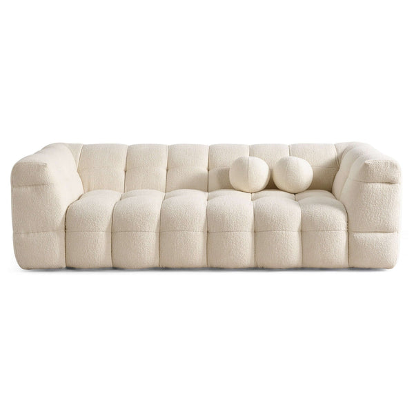 Alana - Tufted Sofa - Ivory / White